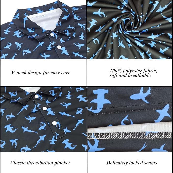 Men's Long Sleeve Golf Shirt Quick Dry 3 Button Work Fishing Outdoor Casual - Image 5