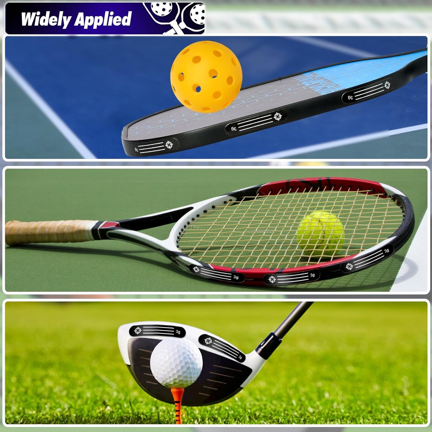 20pcs Pickleball Lead Tape - 3M Adhesive Lead Tape for Pickleball Paddles with Storage Box, Weighted 3g Adhesive Strips for Golf Clubs Tennis Racket Increase Control & Power