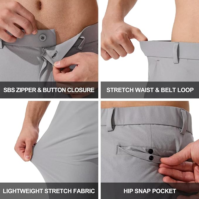QPNGRP Men's Golf Pants 30"/32"/34" Inseam Lightweight Stretch Work Dress Pants - Image 5
