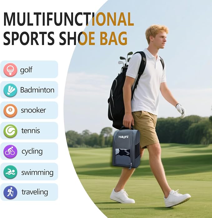 YS&JJFZ Golf Shoe Bag, 2-sided breathable mesh fabric, front transparent - Image 5