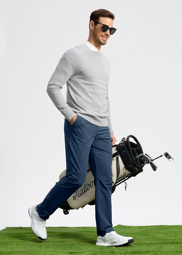 Pudolla Men's Golf Pants Stretch Work Dress Comfy Pants 30"/32"/34" Lightweight - Image 6