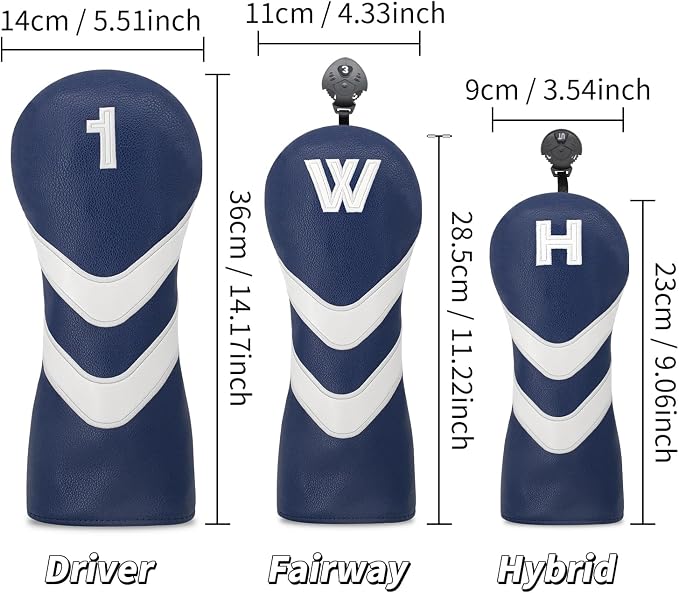 Golf Head Cover Golf Club Blue Leather Headcovers Set Fits Driver Fairway Wood - Image 9