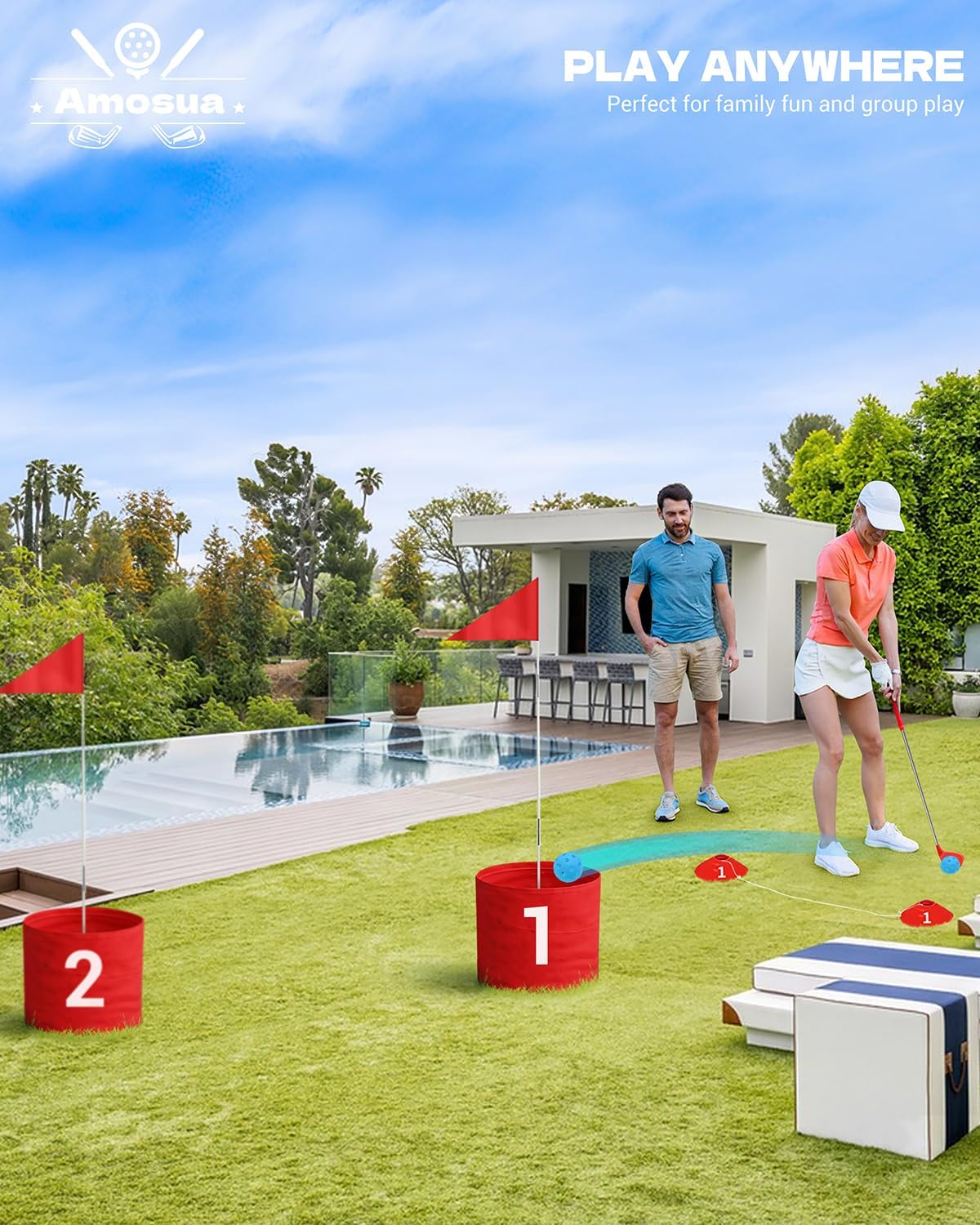 2-Pack Club Golf for Backyard Outdoor Golf with Lightweight Shaft – Play Golf Chipping Game in Parks, Yards, Grass – Ideal for Plastic & Foam Balls – Fun for All Ages