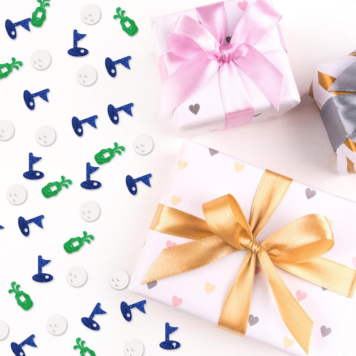 120pcs Golf Confetti, Golf Party Table Confetti, Green&Blue Glitter Golf Ball Table Scatter for Baby Shower, Golf Themed Gender Reveal/Kids Birthday Party Decoration
