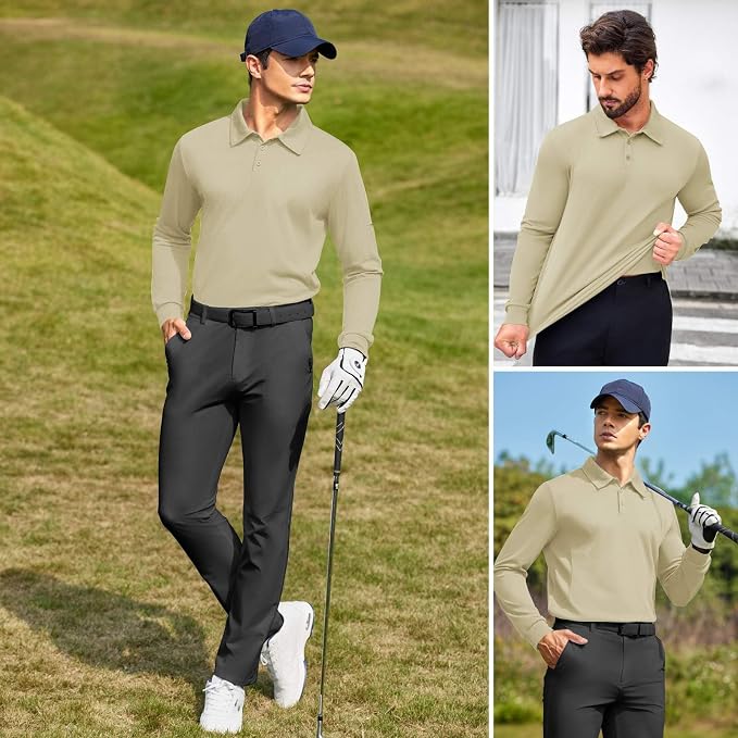 Deyeek Men's Polo Shirts Long Sleeve Golf Polo Shirts - Image 5