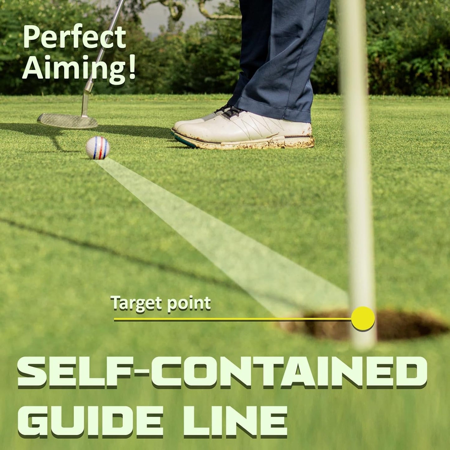 1 Pack 360° Triple Line Golf Ball Marker,Golf Ball Line Marker Tool,Golf Ball Marker Stencil,Alignment Ball Marker,Golf Accessories