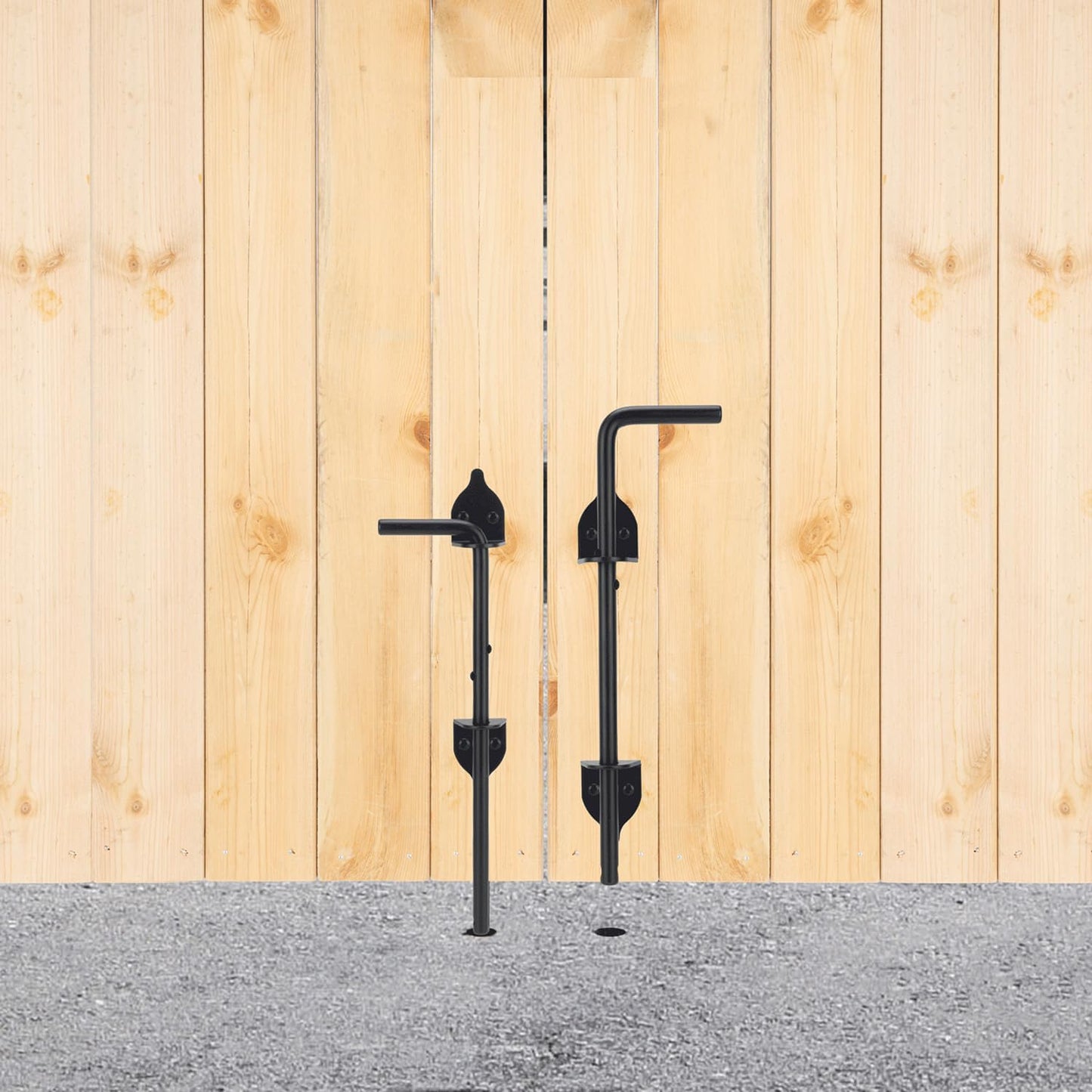12" Cane Bolt Heavy-Duty Drop Rod for Gate, Gate Ground Latch for Wooden Fences Metal Gates Doors, Metal Gates Doors Stopper for Gate Ground, Wrought Iron Gate Latches, Black Finish(2 Pack)