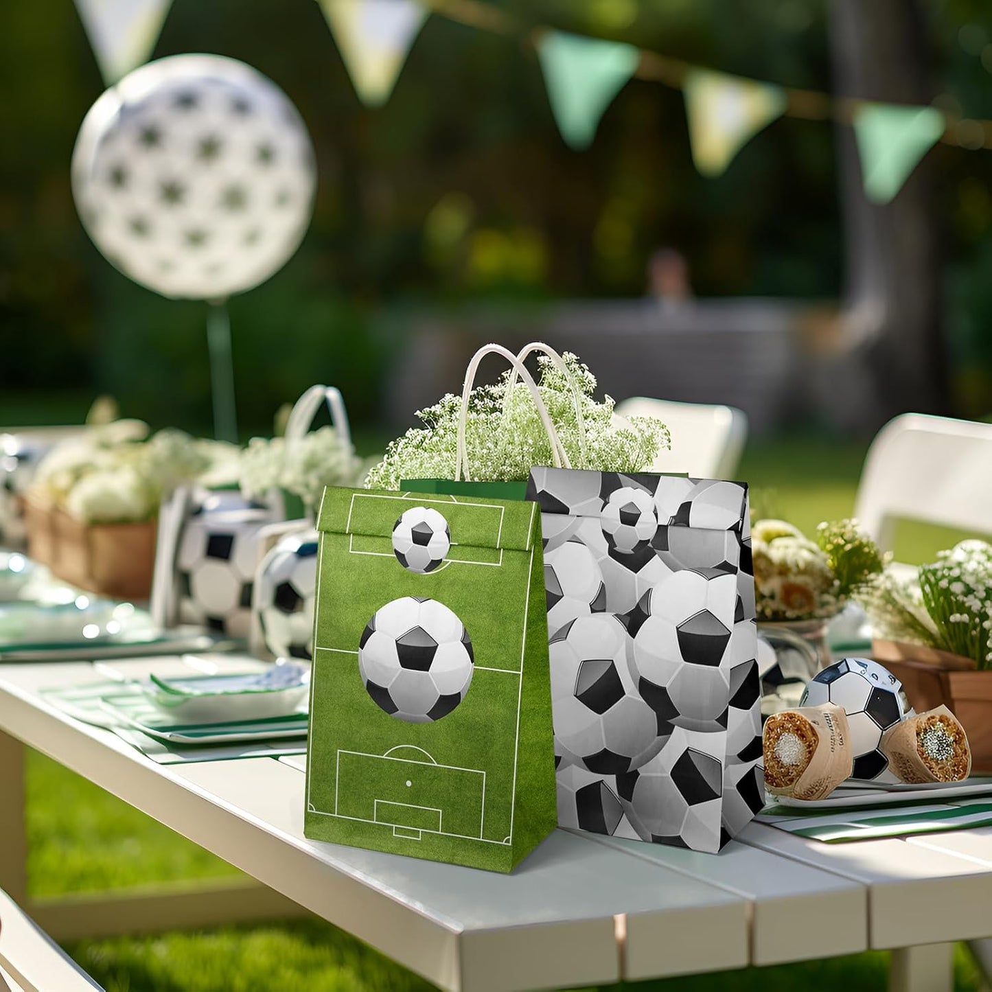 24 Soccer Party Favor Bags with Stickers Soccer Goodie Bags Soccer Party Favors for Kids Soccer Birthday Party Supplies