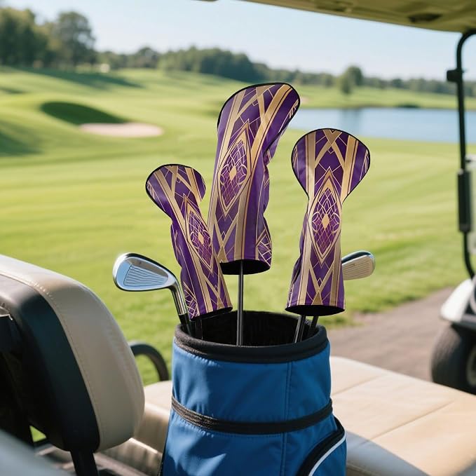 Leather Golf Club Head Covers for Driver/3 5 Wood/Hybird, - Image 6