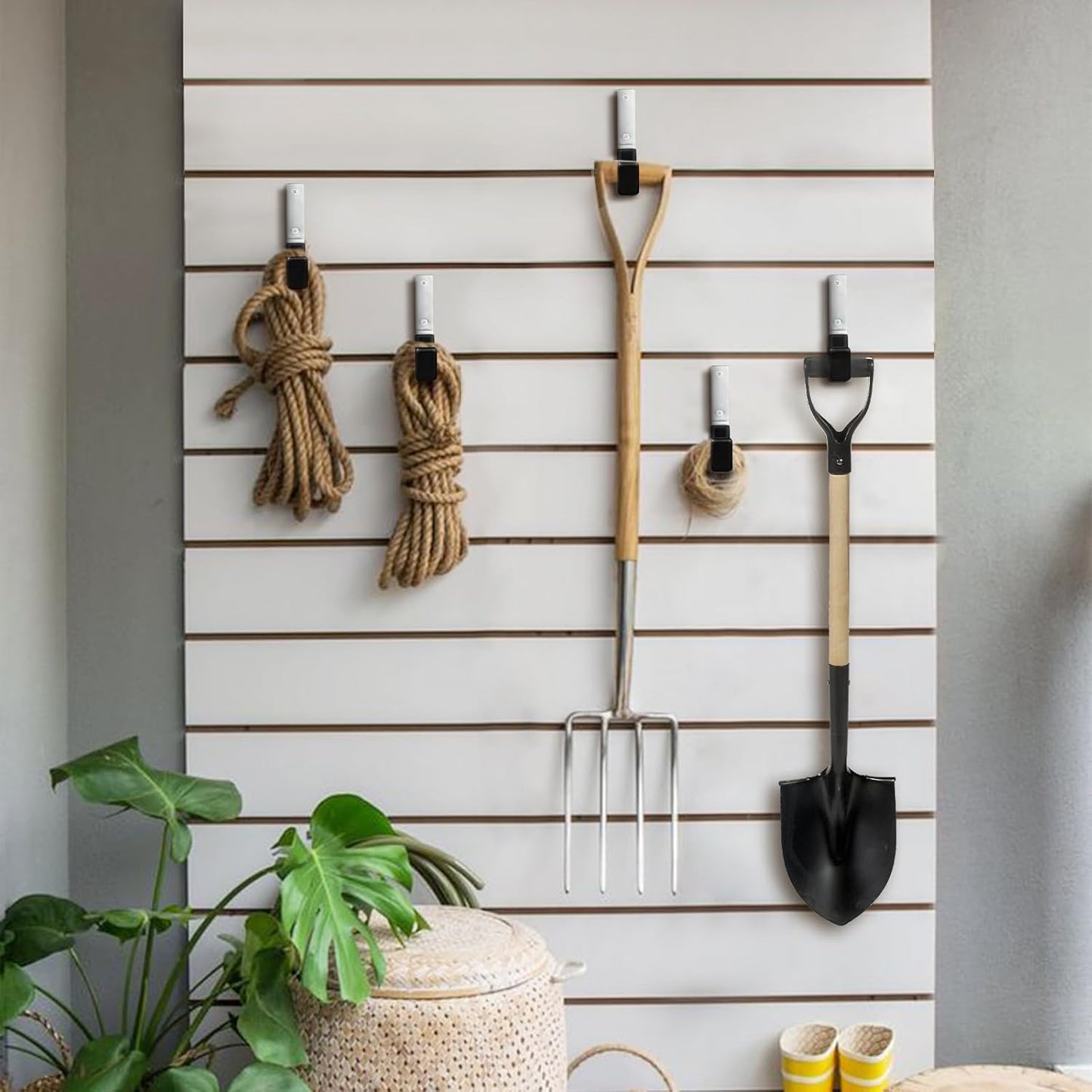 Heavy Duty Steel Garage Hooks,Garage Storage Utility Hooks,Anti-Slip Hanger, Tool Organizer,Steel Wall Mount Organizer, Garden Hose Hanger (Small-2PC) (Pack of 2)