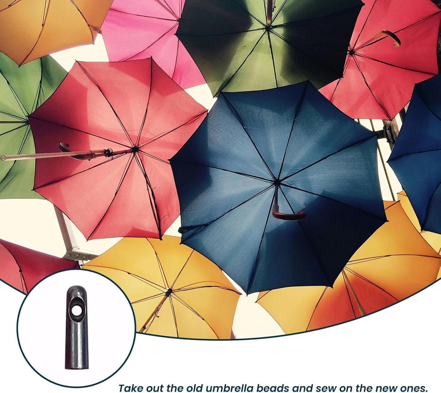 20 Pcs Umbrella Tail Replacement Beads, Umbrella Repair Kit with 2 Set Needles Threads, Metal Folding Umbrella Tips Parts for Patio Umbrellas Golf Umbrella Repairs (Hole 3.8mm)