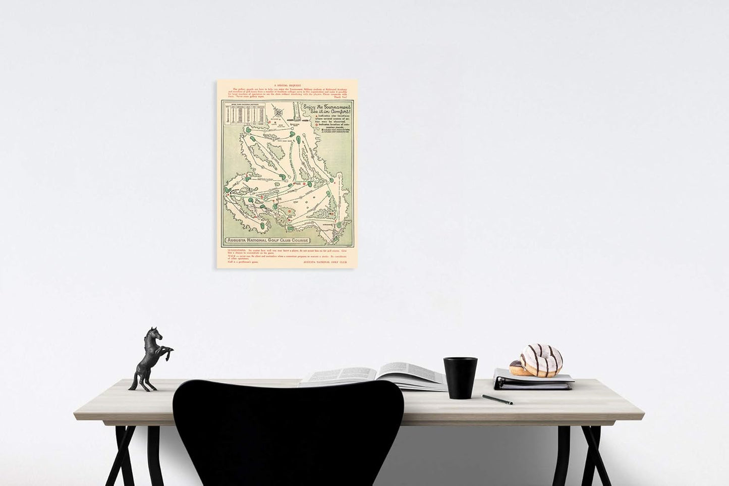 Historic Map - Augusta National Golf Club Course, 1954 - Unframed Vintage Wall Art 44in x 60in
