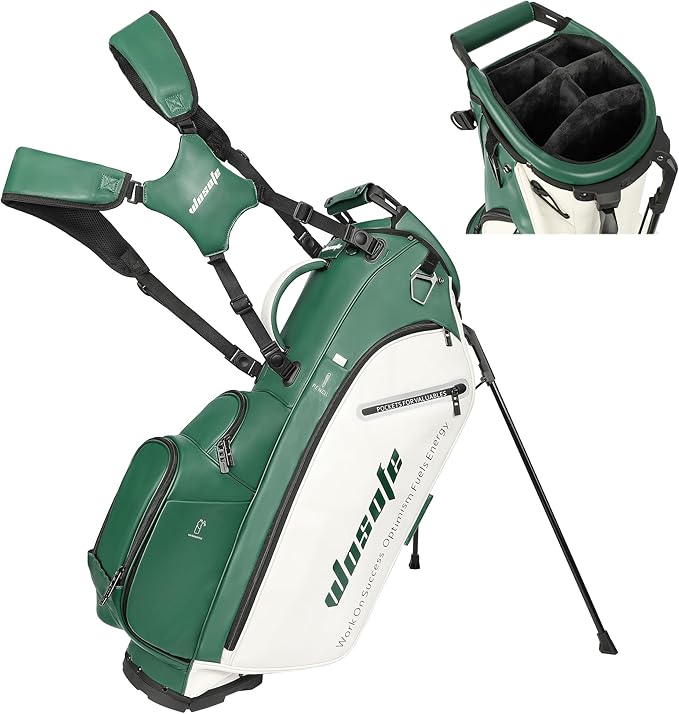 Lightweight 14-Way Golf Stand Bag, PU Leather Golf Bag Waterproof Men Women - Image 9