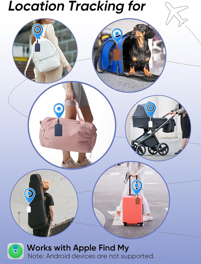 Luggage Tags Built-in Anti-Loss Tracker, Luxury Leather Luggage Tags - Image 6