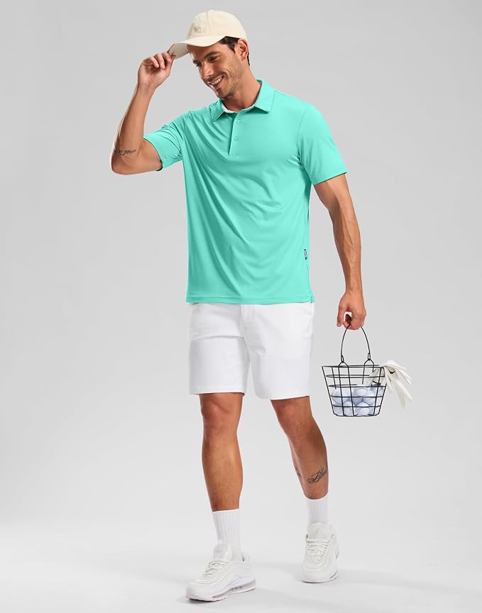 Golf Shirts Heather Polo Short Sleeve Dry Fit Lightweight Moisture Wicking - Image 6