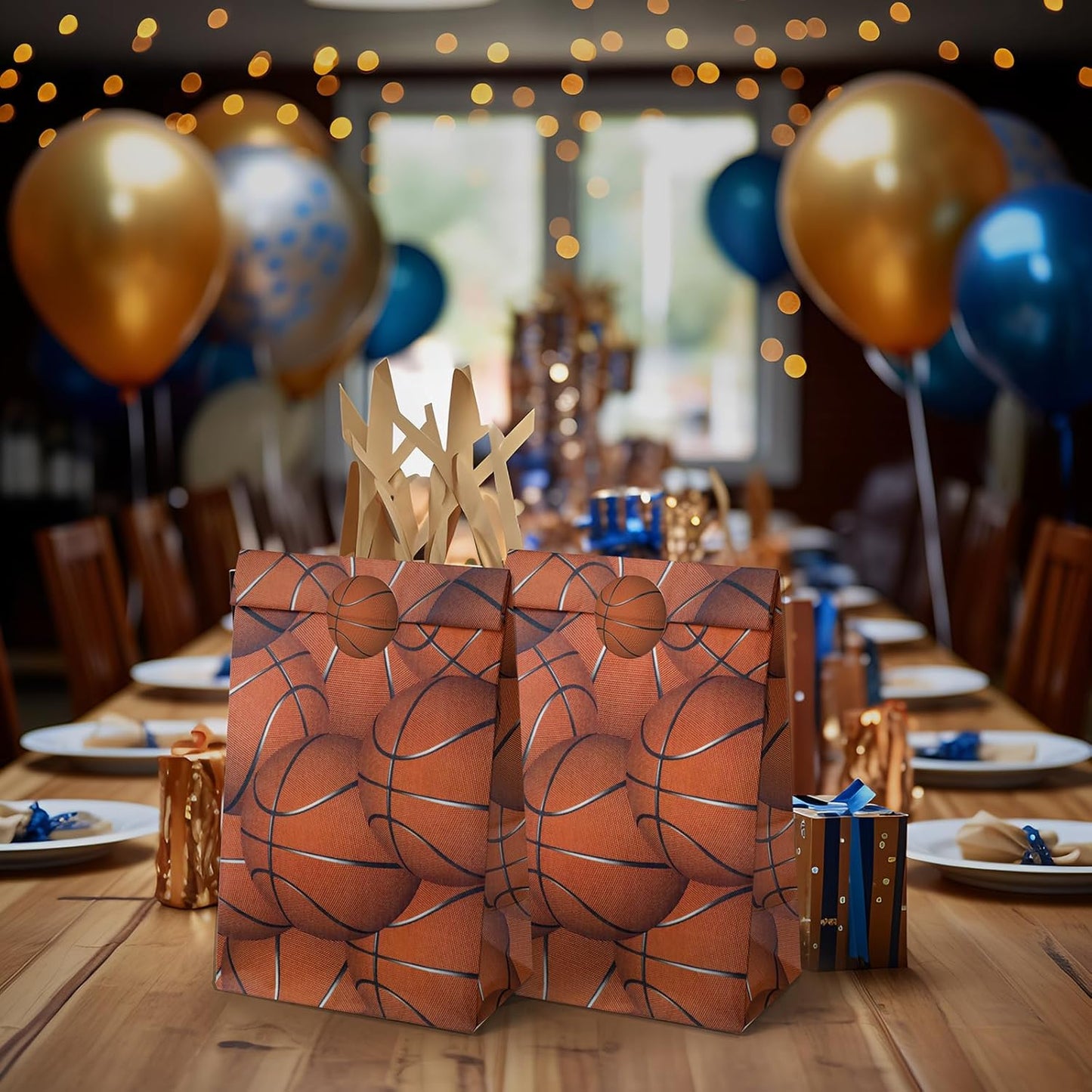 24 Basketball Party Favor Bags with Stickers Basketball Goodie Bags Basketball Party Favors for Kids Basketball Birthday Party Supplies