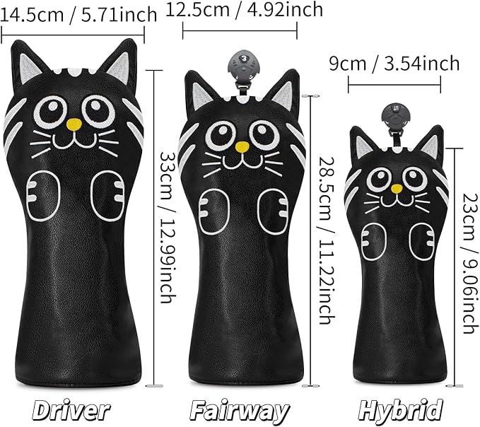 Golf Kitty Head Cover Golf Club White Leather Headcovers 1pc/4pcs Set Fits - Image 10