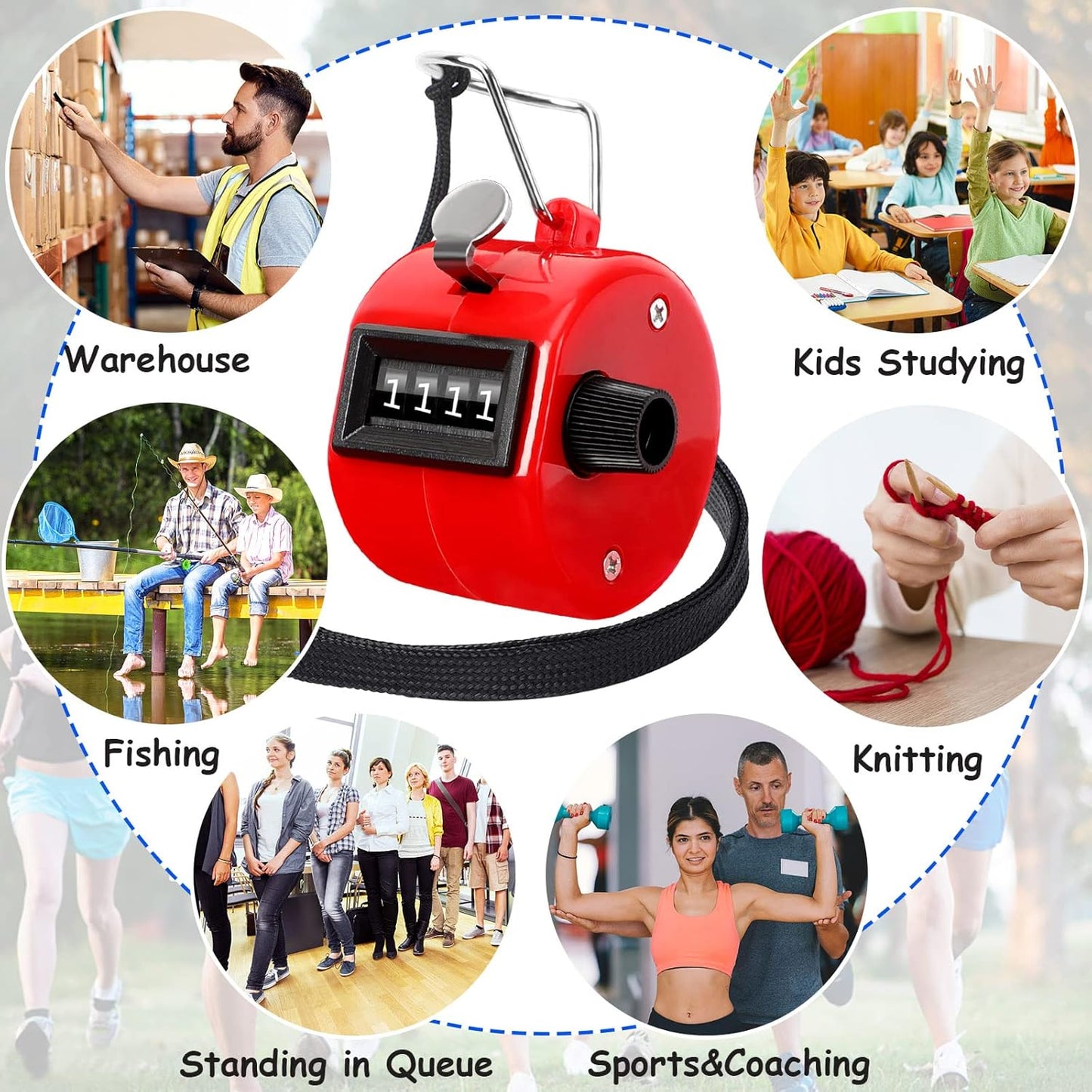 Handheld Mechanical Counter Clicker, 5 Pcs 4-Digital Number Tally Click Counter for School Event Golf Sports Office Stadium