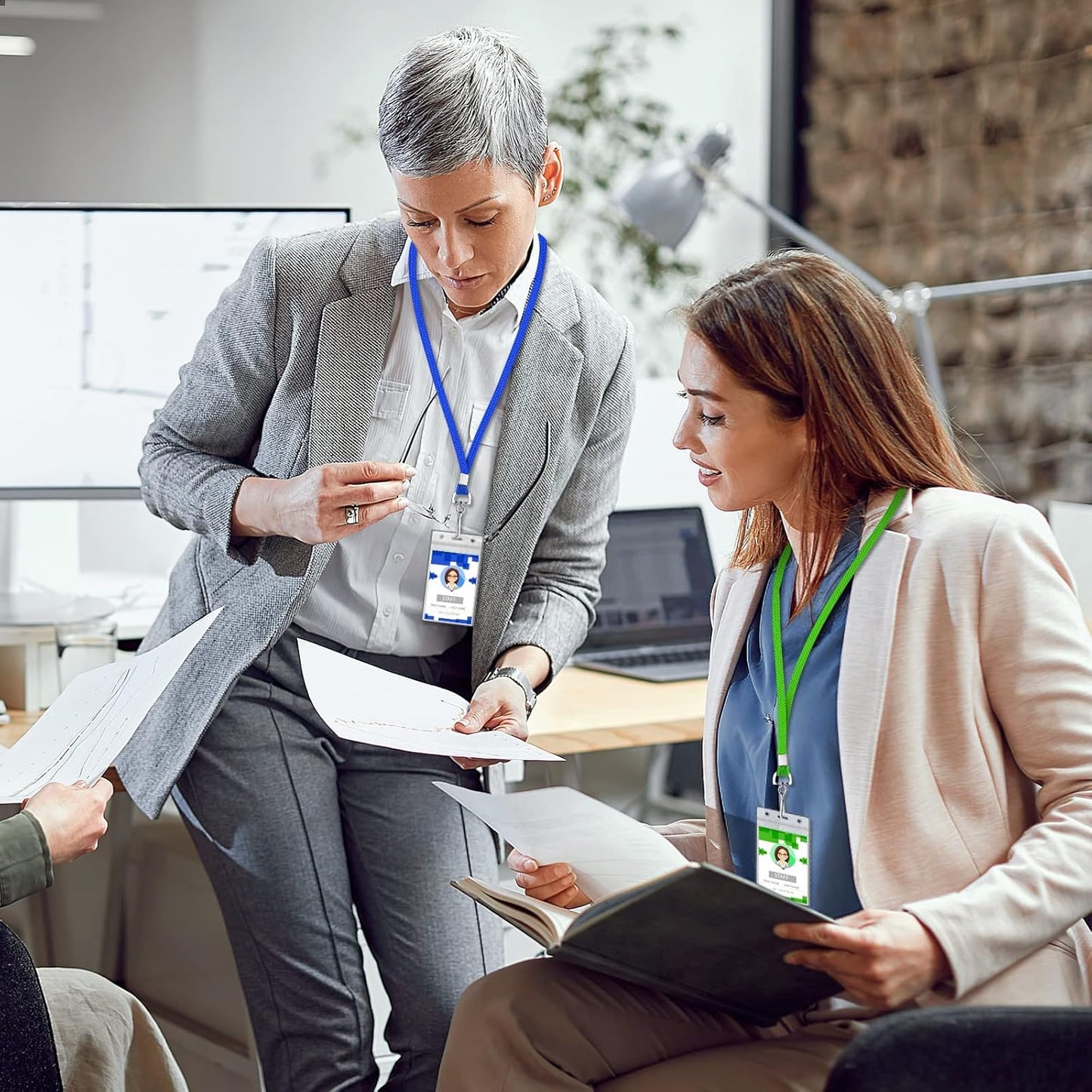 100 Pcs Color Lanyards Flat Lanyards for ID Badges Assorted Colors Badge Lanyards with Swivel J Hook Clip for Office Worker, Student, Teacher