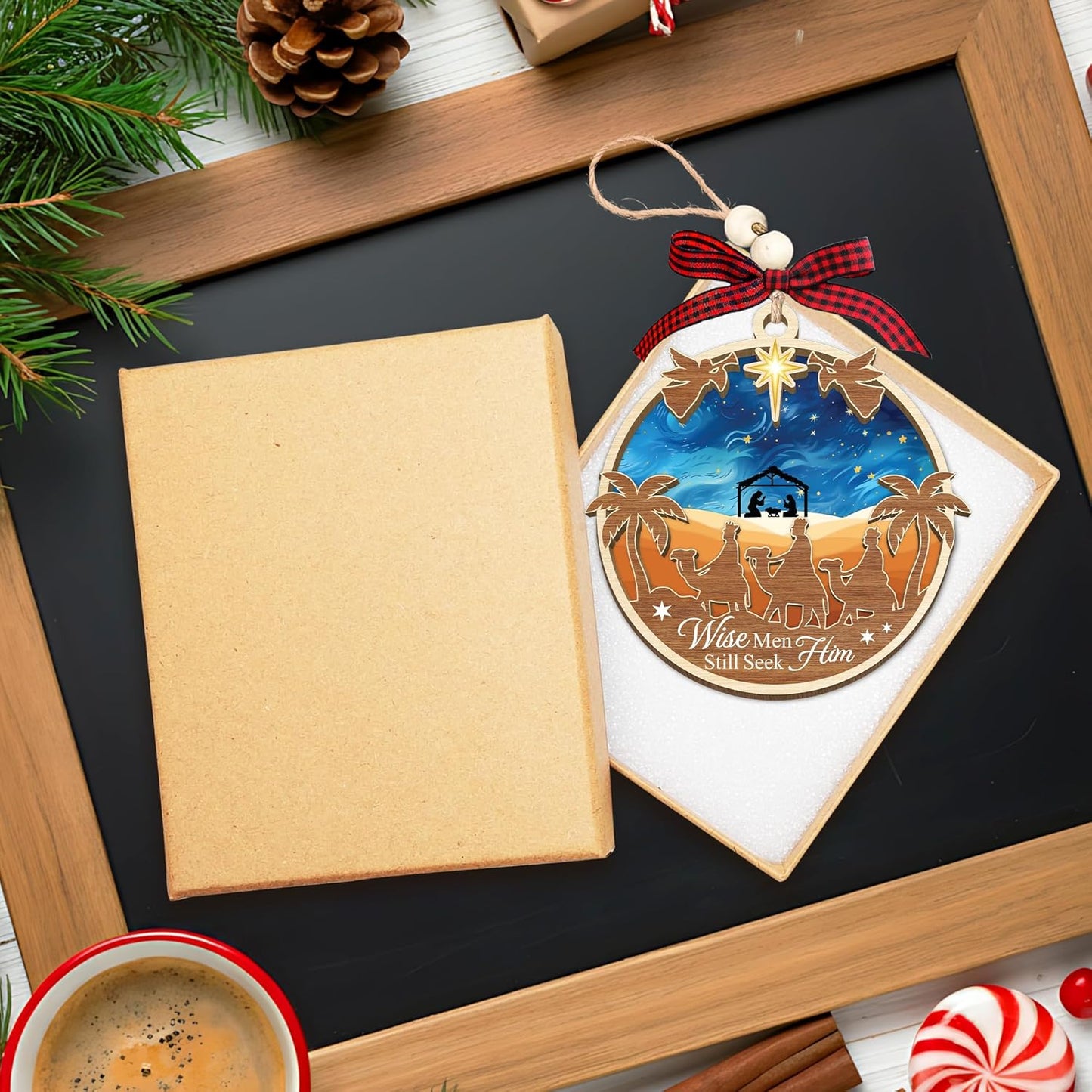 HEXMOZ Nativity Scene Christmas Ornaments - Catholic Religious Gifts for Women, Men - Christian Ornaments for Christmas Tree, Nativity Decorations Festive Faith Ideas - Xmas Holiday Ornaments 2025