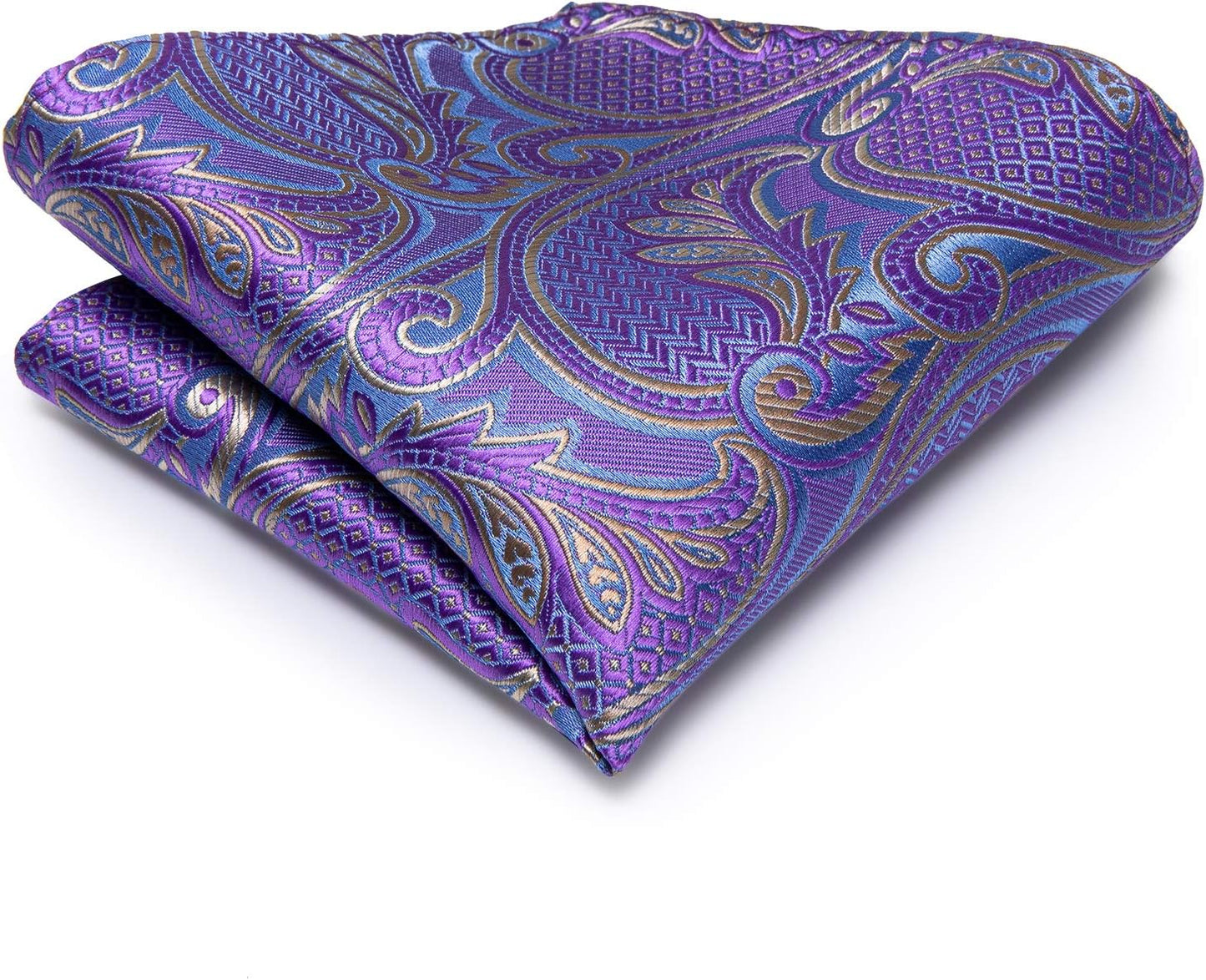 Hi-Tie Men 63inches Tie Set Extra Long Necktie Paisley Tie Pocket Suqare Cufflinks Big and Tall Men Tie