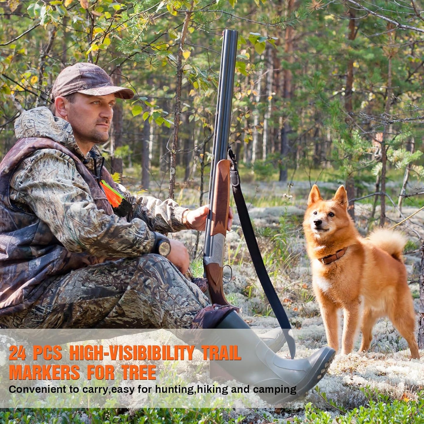 24/48/72/96/120 Pcs Trail Markers for Hunting Reflective Trail Markers High Visibility Glow Tree Reflector Tags with Clip for Tree Stand Hunting Hiking Camping