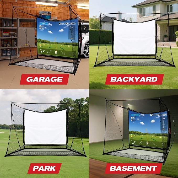 Golf Simulator Cage with Side Barriers&Impact Screen – 10x8 FT Golf Net with - Image 8