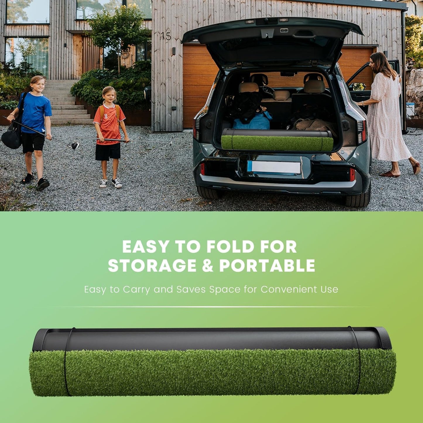 Integrated 6x4ft 26mm-31mm Golf Mat with Ball Tray, Thickening Golf Mats Practice Outdoor & Indoor, Artificial Turf Matt with 3 Tees for Hitting, Driving Chipping, Swinging