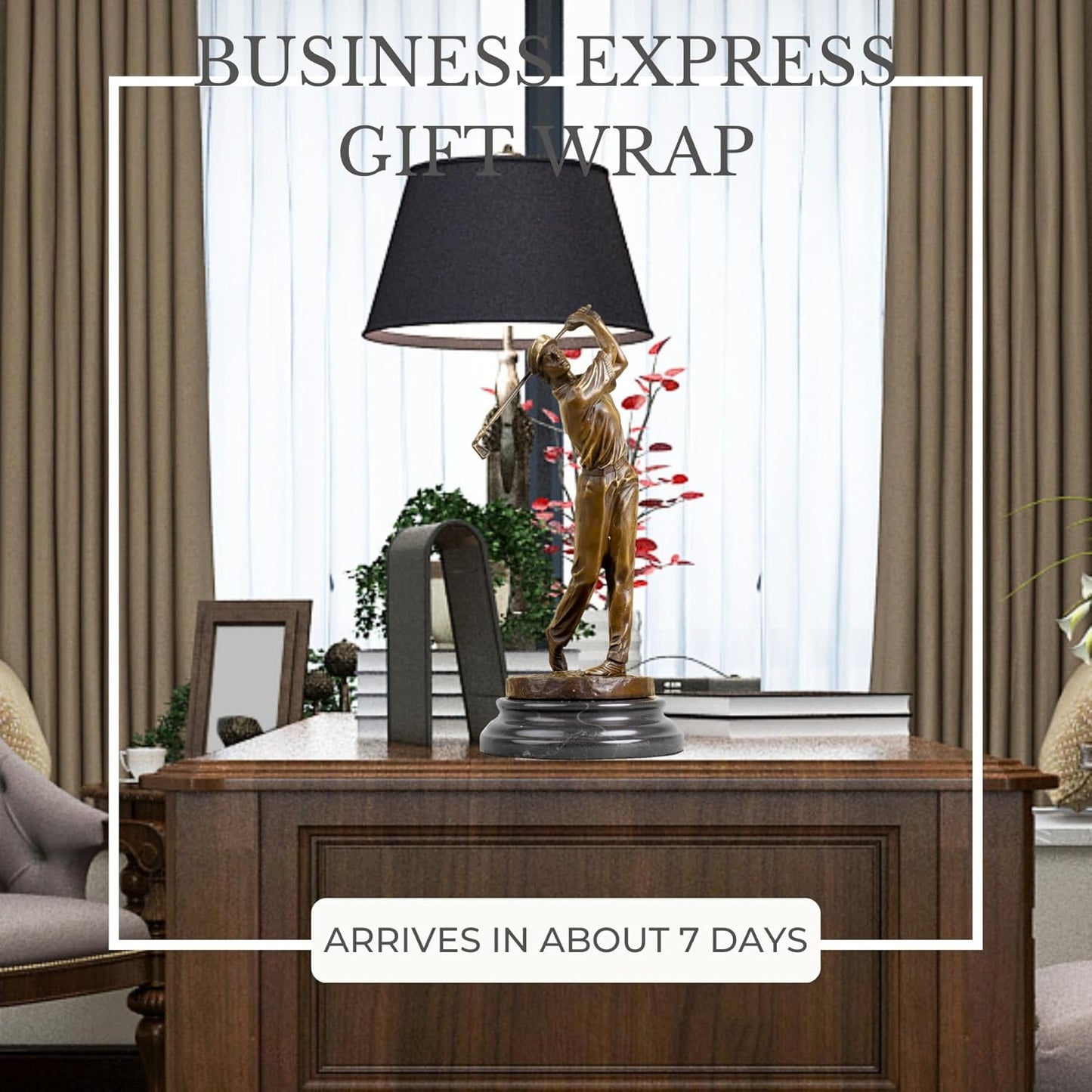 13.2" Bronze Golfer Statue, Golf Figurines Bronze Statues and Sculptures Handmade Art Collectible for Home Office Decor