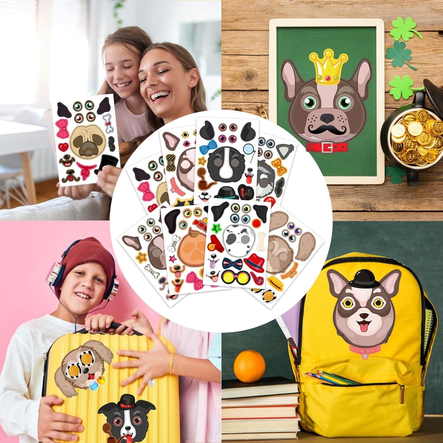 24 Sheets Dogs Make a Face Stickers Make You Own Dogs Stickers Animal Sticker for Kids, Birthday Gift Party Favors Supplies Teacher Art Craft, Games School Activity Reward