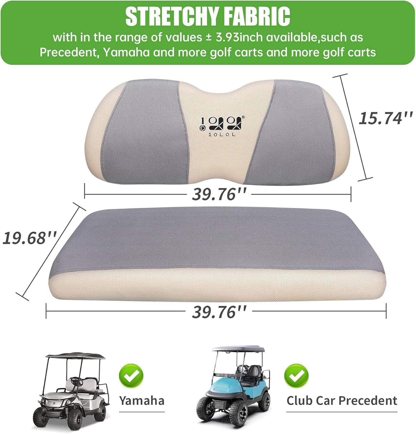10L0L Golf Cart Seat Covers Universal for Yamaha Club Car Precedent Standard Front Seats, Breathable Mesh Bench Seat Cover, No Drilling Seat Cushion, All-Season Comfort Cool in Summer & Warm in Winter
