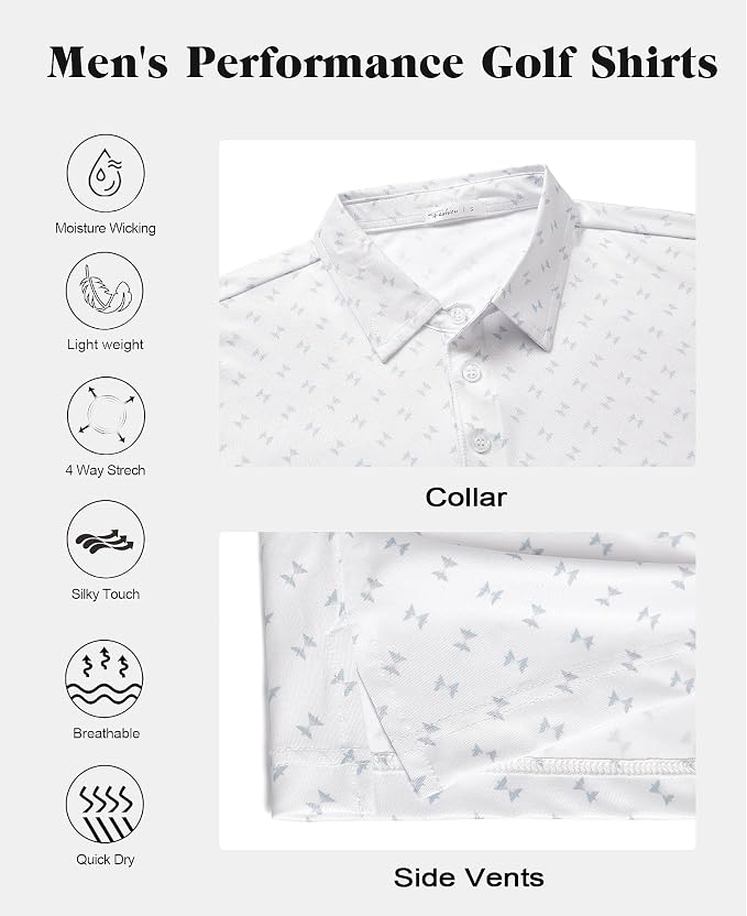 zeetoo Men's Polo Shirts Hawaiian Golf Polos Shirts Short Sleeve Performance - Image 6
