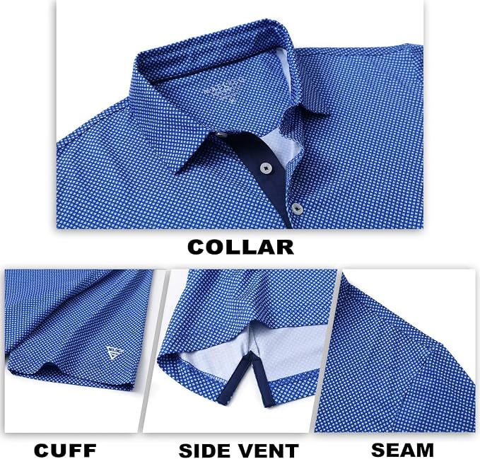 M MAELREG Mens Golf Shirt Short Sleeve Dry Fit Print Moisture Wicking - Image 5