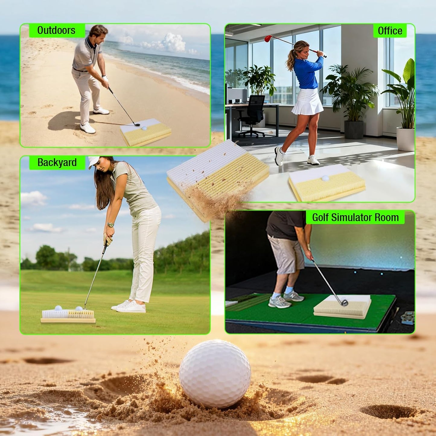 15.7" x 11.8" Golf Bunker Mat - Portable & Sturdy High-Performance Golf Practice Mat for Bunker Shots, Indoor & Outdoor Use - Perfect for Beginners, Pros, and Simulator Training