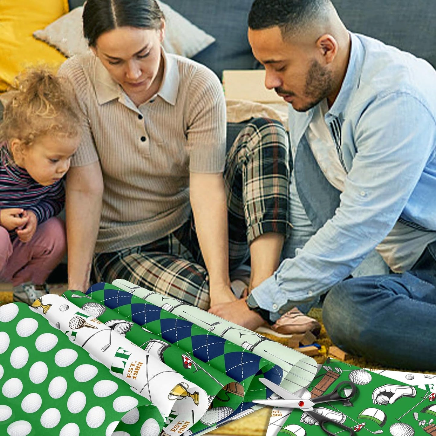 24 Sheets Golf Scrapbook Pad 12'' x 12'' Green White Golf Ball Double-Sided Pattern Paper Sports Golfing Golf Scrapbooking Paper for Background Card Making Origami DIY Craft