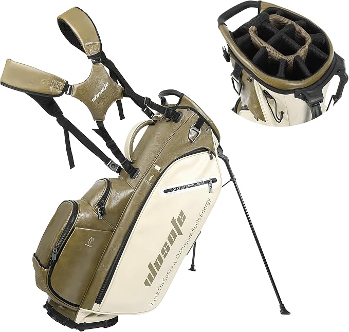 Lightweight 14-Way Golf Stand Bag, PU Leather Golf Bag Waterproof Men Women - Image 9