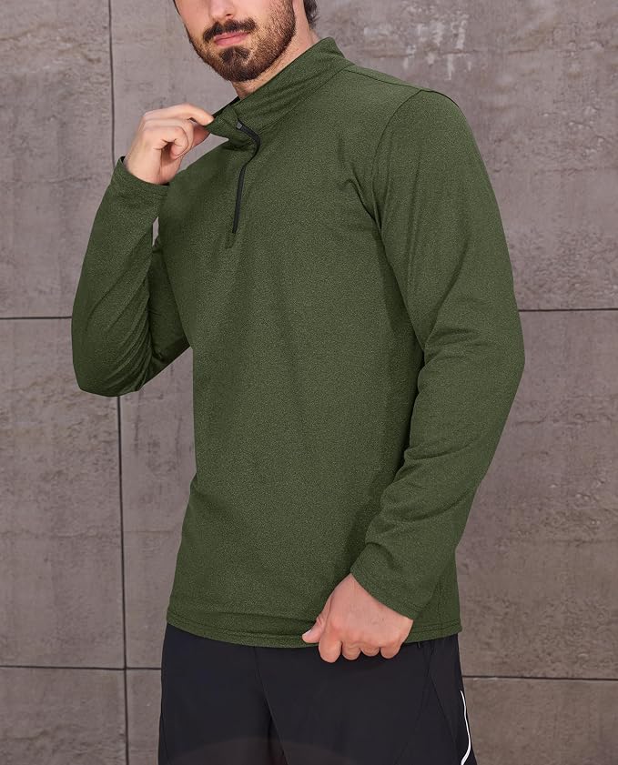 KEFITEVD Men's Quarter Zip Pullover Fleece Lined Long Sleeve Golf Shirt 1/4 Zip - Image 7