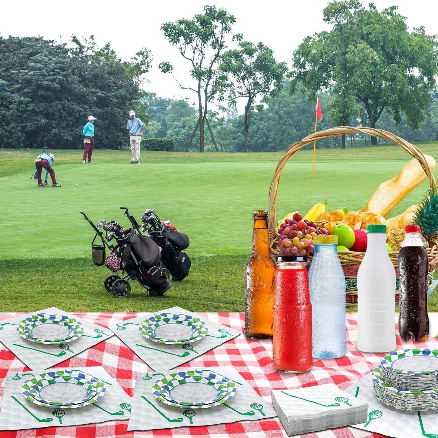 180Pcs Golf Party Supplies Paper Plates and Napkins Serve 60 Disposable Tableware Set for Birthday Party Decorations Game Day Family School Holiday Sports Events