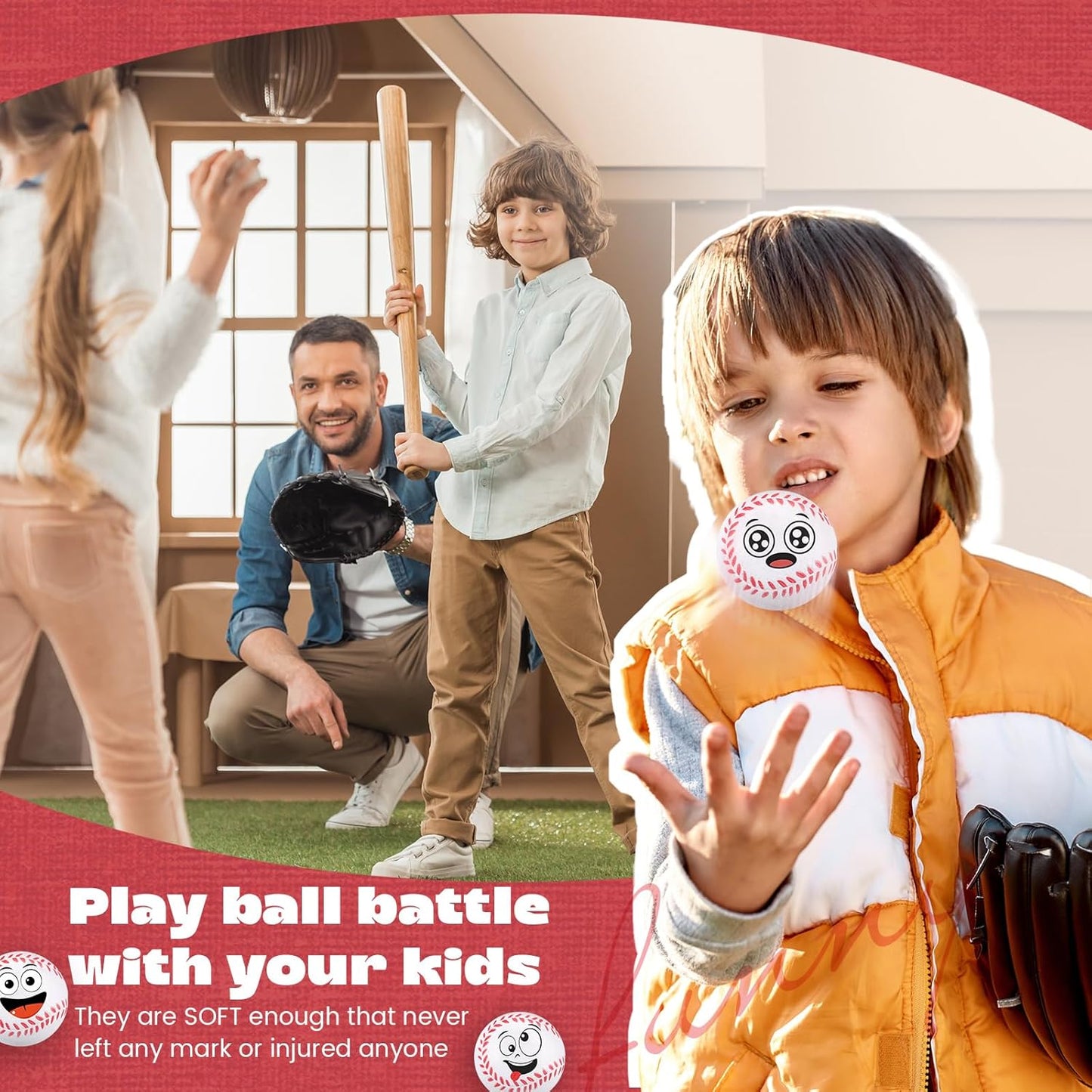 12 Pcs Mini Face Stress Balls for Boys Girls Sport Funny Face Squeeze Foam Balls for Stress and Anxiety Relief for Party Favors Birthday Gift Decoration(Baseball)