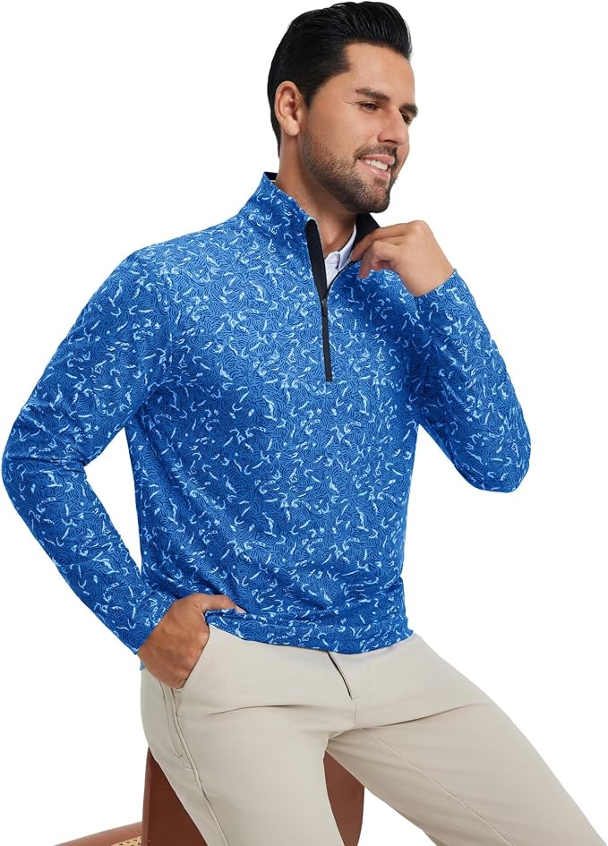 M MAELREG Quarter Zip Golf Pullover Men Dry Fit Long Sleeve Performance Wicking - Image 6
