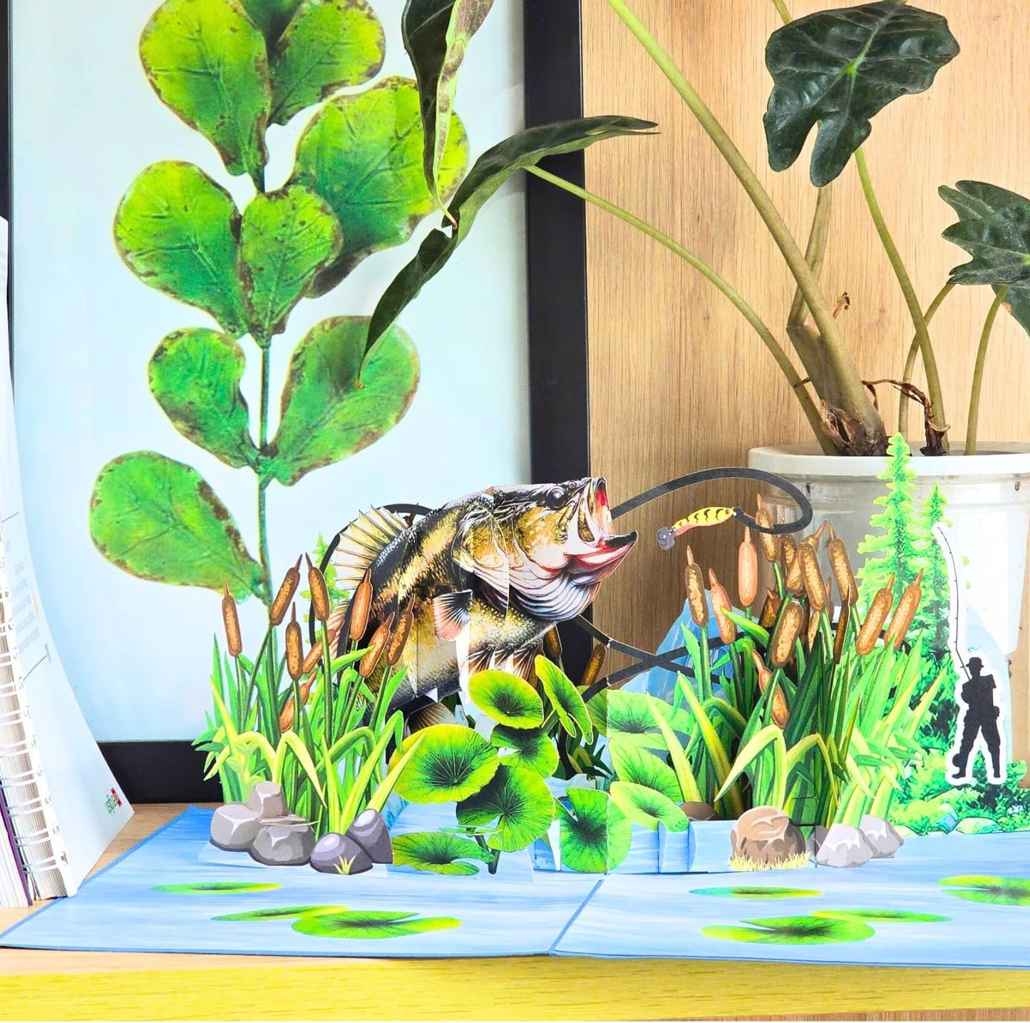 HEARTAGS- Pop Up Birthday Card for Men, Fishing Birthday Card For Dad, Husband, Brother, Son, Grandpa, 3D Fishing Popup Greeting Cards, Size 6x8 inches Includes Message Note and Envelop