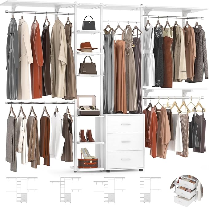 Aheaplus Closet System with Drawers, Closet Organizer System Storage with - Image 8