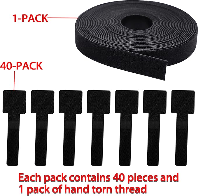 40+1 Hook and Loop Cable Ties, Sticky-Back Cord Organizer, Cable Clip, Self - Image 9