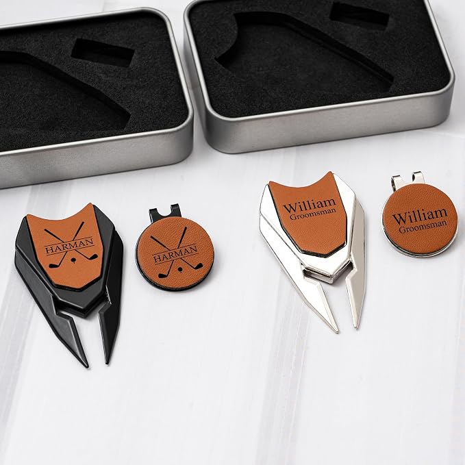Personalized Leather Divot Repair Tool Set, Custom Golf Ball Marker - Image 9