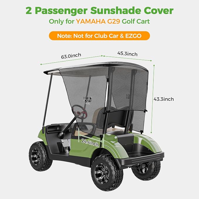 10L0L 2 Passenger Golf Cart Sun Shade Cover - Image 7
