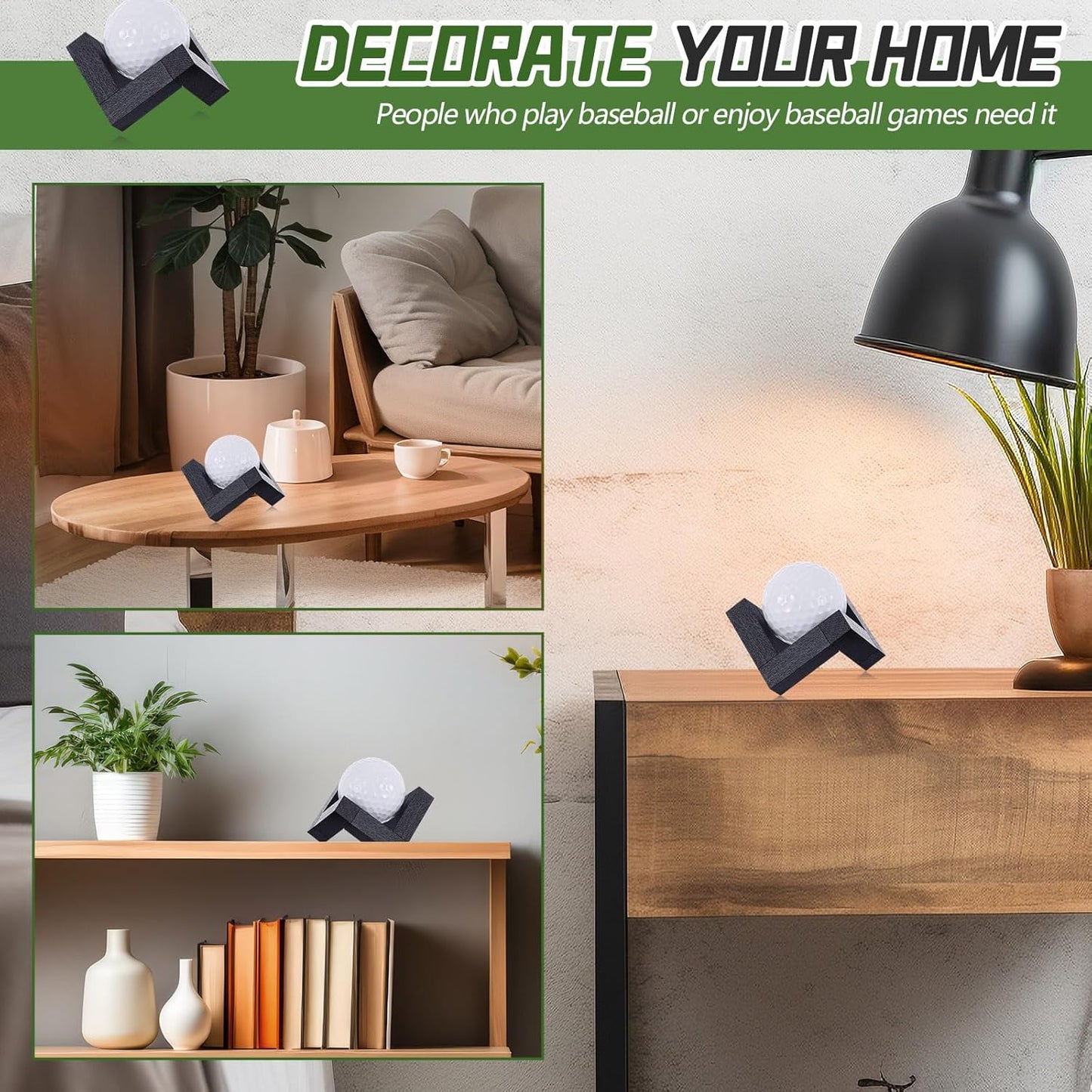 1 Pack Golf Ball Display Stand 1.97 Inch Wooden Golfballs Display Case Black Baseball Rack Holder for Souvenir Collections Tabletop Decor Men Golf Enthusiasts