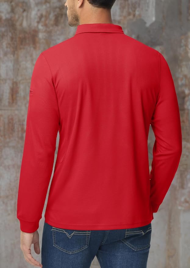 MAGCOMSEN Men's Polo Shirts 3 Button Quick Dry Performance Long Sleeve Tactical - Image 7