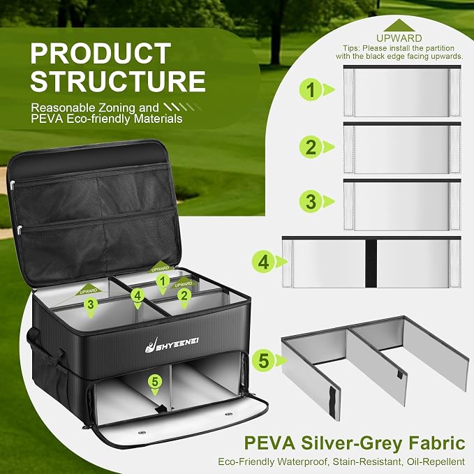 Golf Trunk Organizer, Improved Version 2-Layer Golf Storage Locker, - Image 6