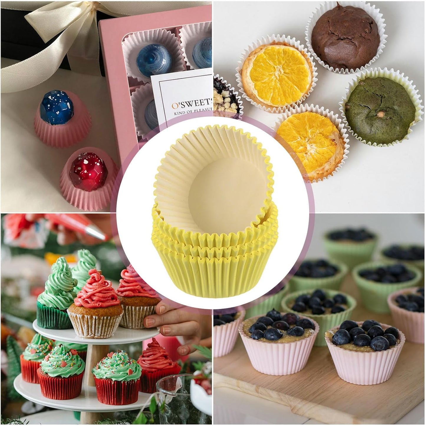 HARFINGTON 100 Count Cupcake Liners Yellow Cupcake Cups Standard Size Muffins Liners Papers Baking Cups Wrappers Greaseproof for Party Wedding Birthday