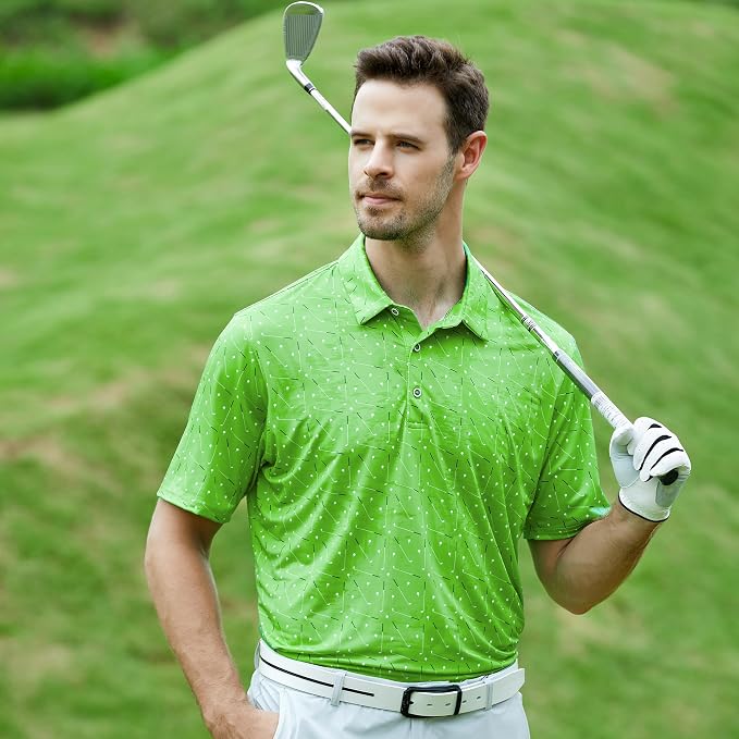 Esabel.C Golf Shirts for Men Dry Fit Performance Short Sleeve Print Moisture - Image 5